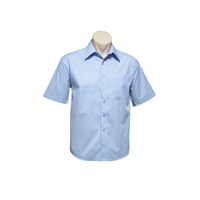 Mens Micro Check Short Sleeve Shirt Sky Large