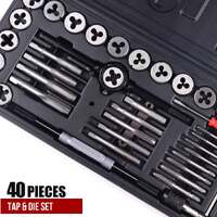 Topex 40 pcs metric imperial tap and die set screw thread drill kit pitch gauge m3-m12