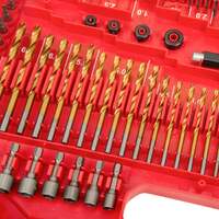 Topex 246pcs combination drill bit set screw bits titanium for metal wood masonry