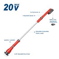 Topex 20v cordless power scrubber with extension long handle & 4 replaceable brush heads,2 speeds power scrubber brush[skin only without battery]