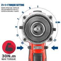 Topex 20v lithium-ion cordless drill driver impact hammer drill w/ battery charger