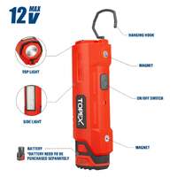 Topex 12v cordless led worklight lithium-ion led torch skin only without battery