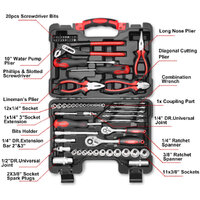 TOPEX 65-Piece Household Hand Tool Set Home Auto Repair Kit Premium Quality