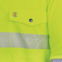 TRU Workwear Recycled Anti-Microbial Micromesh L/S Two Tone Hi-Vis Polo Shirt With Segmented Tape Yellow/Navy