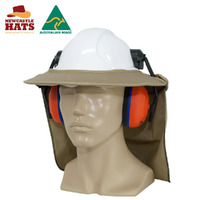 Earmuff Hard Hat Brim with Flap Silver Grey