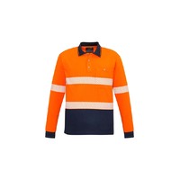 Syzmik Unisex Hi Vis Segmented L/S Polo Hoop Taped Yellow/Navy XXS