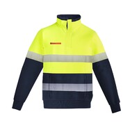 Syzmik Mens Orange Flame HRC 2 Hoop Taped 1/4 Zip Brushed Fleece Orange/Navy XXS