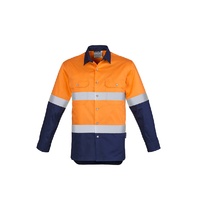Syzmik Mens Hi Vis Spliced Industrial Shirt Hoop Taped Yellow/Navy Small