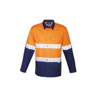 Syzmik Mens Rugged Cooling Taped Hi Vis Spliced Shirt Yellow/Navy XXS