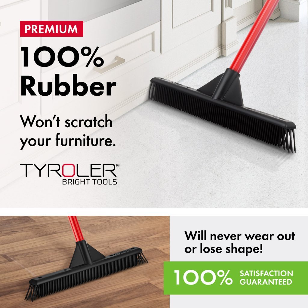 Tyroler BrightTools Rav Mag Rubber Broom + FREE 1PK Floor Wipes 2-in-1  Floor Cleaning System