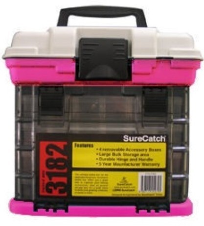 Surecatch 4 Tray Heavy Duty Fishing Tackle Box - Pink for sale online