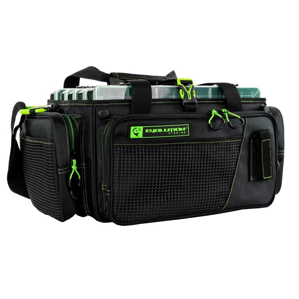 Evolution Drift Series Green Horizontal Fishing Tackle Bag With Five Tackle  Trays