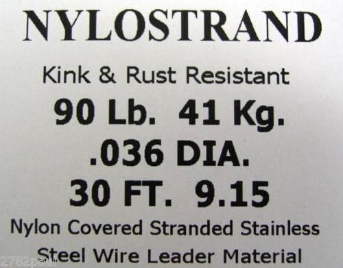 30ft Coil of 90lb Black Nylostrand Stainless Steel Fishing Wire Leader  Material