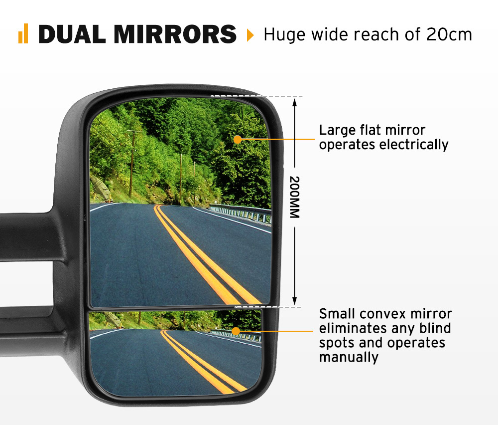 SAN HIMA Pair Towing Mirrors fit Nissan Patrol GU Y61 1997- 2016 Black