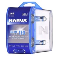 Narva H4 Blue Plus 110% Halogen Light Bulbs Headlight Globes New 12V 48532Bl2