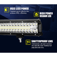 LIGHTFOX 20inch LED Light Bar Tri Row Spot Flood Combo Offroad Work Driving 4WD Truck