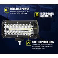 LIGHTFOX 2x 7inch LED Light Bar Spot Flood Combo Work Driving Lights OffRoad 4WD 6"