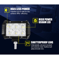 LIGHTFOX 2x 4inch LED Work Light Flood Beam Dual Row Work Fog Lamp Offroad 4x4WD