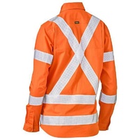 Women's X Taped Biomotion Hi Vis Cool Lightweight Drill Shirt Rail Orange Size 6