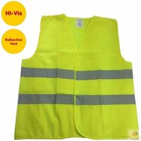 Hi Vis Safety VEST Reflective Tape Workwear Yellow ONE SIZE Night & Day Use