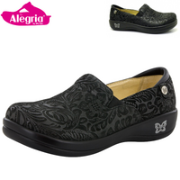 ALEGRIA Kelli Nursing Shoes Slip On Women's Work Working Hospitality - Black Embossed Paisley - 37