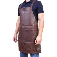 Pierre Cardin Professional Leather Apron Butcher Woodwork Hairdressing Barber Chef - Brown