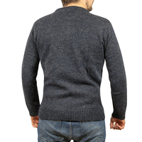 100% SHETLAND WOOL CREW Round Neck Knit JUMPER Pullover Mens Sweater Knitted - Navy (45) - M
