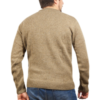 100% SHETLAND WOOL CREW Round Neck Knit JUMPER Pullover Mens Sweater Knitted - Nutmeg (23) - M