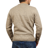 100% SHETLAND WOOL CREW Round Neck Knit JUMPER Pullover Mens Sweater Knitted - Beige (03) - M