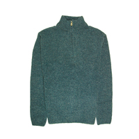 100% SHETLAND WOOL Half Zip Up Knit JUMPER Pullover Mens Sweater Knitted - Sherwood (32) - M