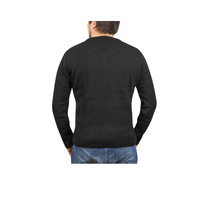 100% SHETLAND WOOL V Neck Knit JUMPER Pullover Mens Sweater Knitted S-XXL - Plain Black - 6XL