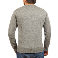 100% SHETLAND WOOL V Neck Knit JUMPER Pullover Mens Sweater Knitted S-XXL - Grey (21) - M