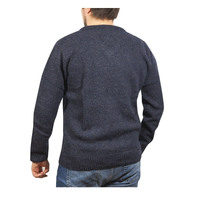 100% SHETLAND WOOL V Neck Knit JUMPER Pullover Mens Sweater Knitted S-XXL - Navy (45) - 6XL