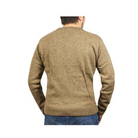 100% SHETLAND WOOL V Neck Knit JUMPER Pullover Mens Sweater Knitted S-XXL - Nutmeg (23) - 6XL