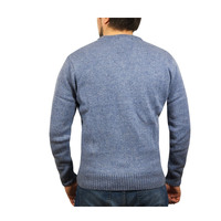 100% SHETLAND WOOL V Neck Knit JUMPER Pullover Mens Sweater Knitted S-XXL - Sky (40) - M