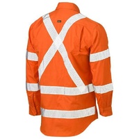 X Taped Biomotion Hi Vis Cool Lightweight Drill Shirt Rail Orange Size XS