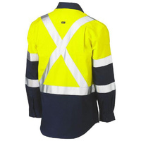 X Taped Biomotion Two Tone Hi Vis Lightweight Drill Shirt Orange/Navy Size XS