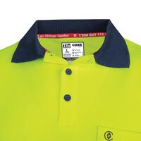 TRu Workwear Poly Cotton Traffic Control L/S Hi-Vis Segmented Reflective Tape Polo Shirt CS1865T9-YEL-DM