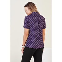 Womens Florence Daisy Print Short Sleeve Shirt Size 30 Colour Purple