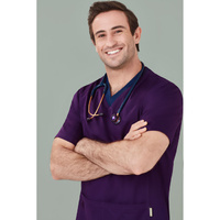 Mens Riley V-Neck Scrub Top Size 5XL Colour Purple