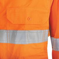 TRu Workwear Ripstop L/S Vented Hi-Vis Cotton Shirt With Reflective Tape DS1169T1-ORA-DM