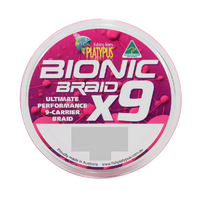 150m Spool Of 8lb Platypus Bionic X9 Braided Fishing Line - Hot Pink 9-Carrier Braid