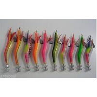10 X Assorted Premium Squid Jigs In Zip Up Pouch - Large