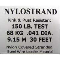 30ft Coil of 150lb Black Nylostrand Stainless Steel Fishing Wire Leader Material
