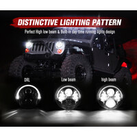 LIGHTFOX Pair 7inch LED Headlight for Jeep Patrol GQ