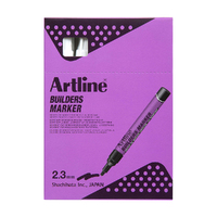 12PK Artline Builders Permanent Marker 2.3mm Bullet Nib - White