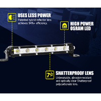 LIGHTFOX Pair 7inch LED Light Bar Super Slim Single Row 12V 24V Work Lamp Offroad 4x4