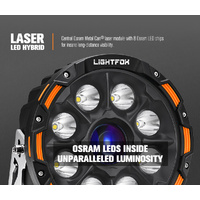 LIGHTFOX 9" Osram Laser LED Driving Lights Black Round Offroad Truck SUV 4x4
