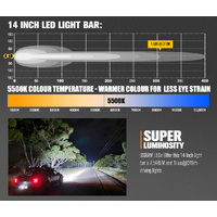 LIGHTFOX 14inch Osram LED Light Bar Super Slim Single Row Spot Flood Beam Offroad