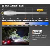 LIGHTFOX 28 Inch Slim LED Light Bar - Single Row Off Road Light Bars with  DT Connector, Waterproof Grille Lighting 140W 17612LM Spot Flood Combo
